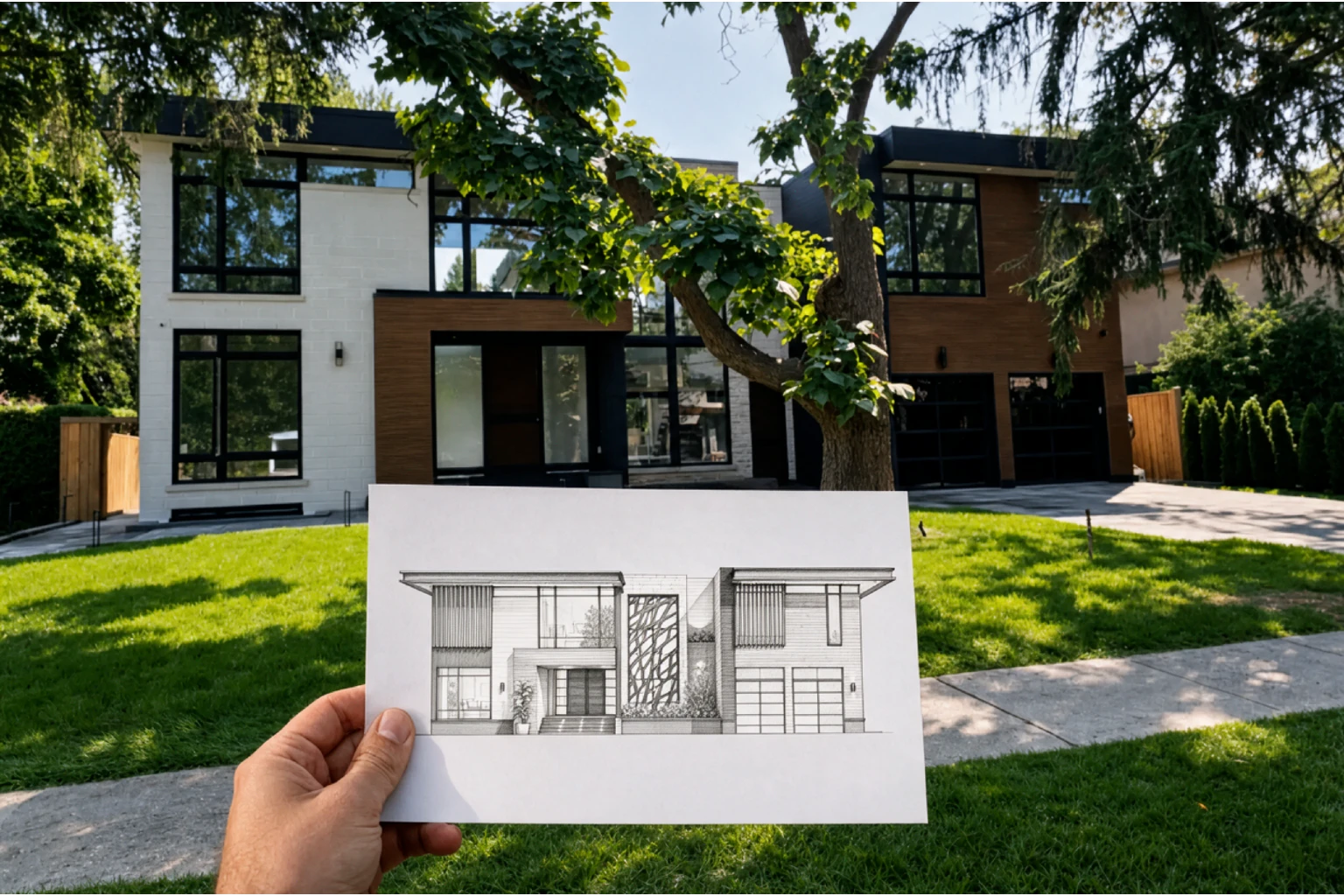 Architectural design aligned with the built structure on site