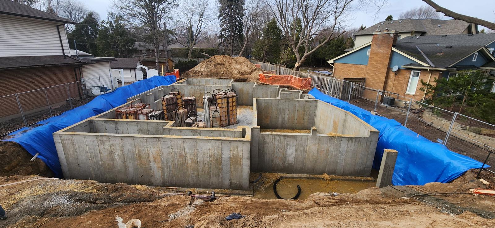 Foundation formed on an active project site